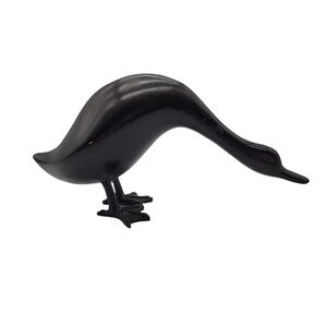 Rare Vintage Black Solid‎ Brass Standing Farmhouse Goose Statue Figurine